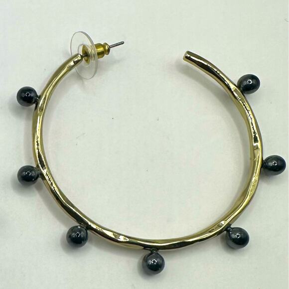 Lilly Pulitzer Gemma Onyx Hoop Earring Summer Pierced Jewelry Preppy Casual - Picture 2 of 8